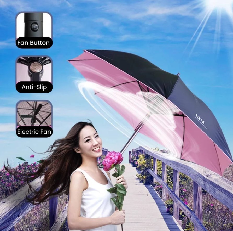 Fan Umbrella - cooling shade umbrella with built-in fan