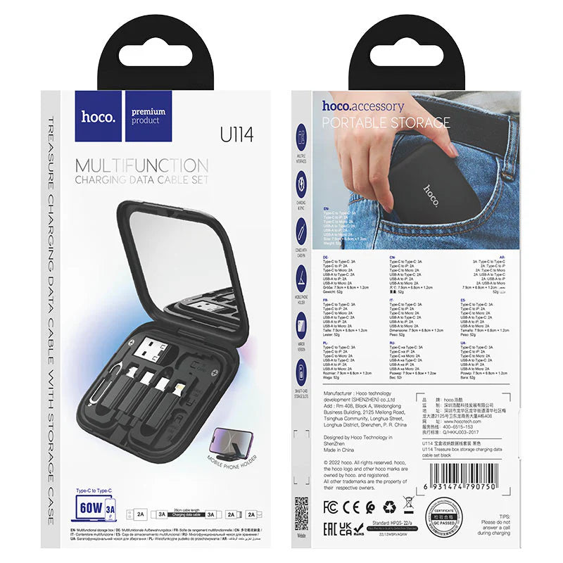 HOCO U114 Multifunction Data Cable Set  طقم كابلات شحن HOCO U114 متعدد الوظائف